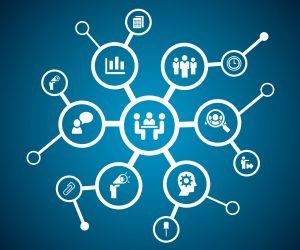 Business Concept - business icon connect together